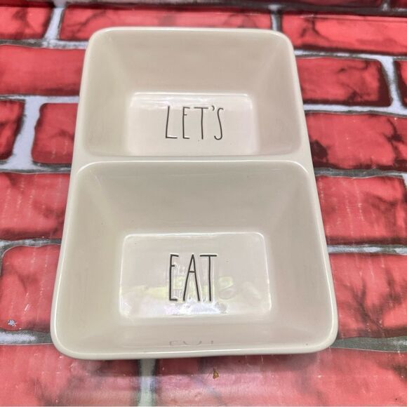 Rae Dunn ceramic Snack Tray LET’S EAT - Picture 1 of 6